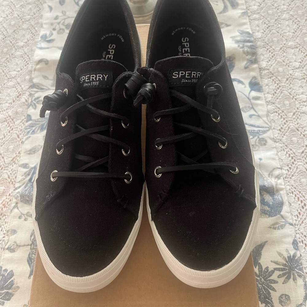 Sperry Crest Vibe Linen Sneakers, Black - Picture 2 of 8